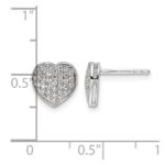 14k White Gold Diamond Heart Post Earrings - Image 4