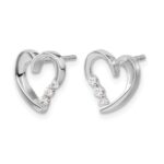 14k White Gold Diamond Heart Post Earrings - Image 2