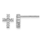 10k White Gold Polished Diamond Cross Post Earrings