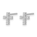 10k White Gold Polished Diamond Cross Post Earrings - Image 2
