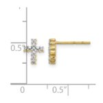 10k Gold Polished Diamond Cross Post Earrings - Image 4
