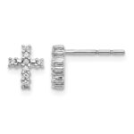 14k White Gold Polished Diamond Cross Post Earrings