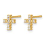 14k Gold Polished Diamond Cross Post Earrings - Image 2