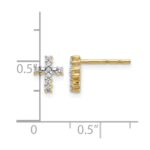 14k 1/10 carat Lab Grown Diamond VS/SI+ G+ Cross Post Earrings - Image 4