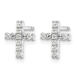 14k White Gold Polished Diamond Cross Post Earrings - Image 2