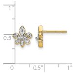14k Diamond Fleur de Lis Post Earrings - Image 4