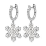 14k White Gold Diamond Snowflake Earrings - Image 2
