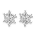 14k White Gold 1/6 carat Lab Grown Diamond VS/SI+ G+ Complete Snowflake Post Earrings - Image 2