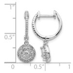 14k White Gold 1/2 carat Diamond Cluster Hinged Hoop Earrings - Image 4
