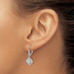14k White Gold 1/2 carat Diamond Square Cluster Leverback Earrings - Image 3