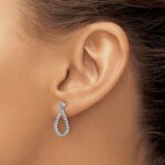 14k White Gold 1/4 carat Lab Grown Diamond VS/SI+ G+ Complete Dangle Teardrop Post Earrings - Image 3