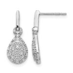 14k White Gold 1/6 carat Diamond Teardrop Dangle Post Earrings