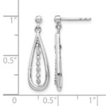 14k White Gold 1/20 carat Diamond Teardrop Dangle Post Earrings - Image 2