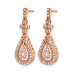 14k Rose Gold Polished 3/8 carat Diamond Teardrop Dangle Post Earrings - Image 2
