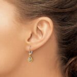 10k Two-tone Diamond Teardrop Dangle Leverback Earrings - Image 3