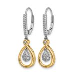 14k Two-tone Oval Cluster 1/4 carat Diamond Leverback Earrings - Image 2