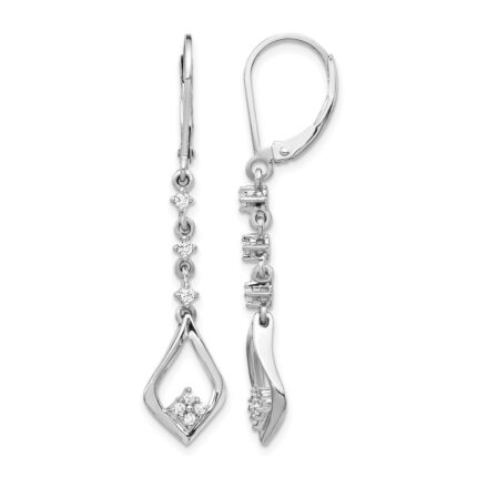 14k White Gold 1/5 carat Lab Grown Diamond VS/SI+ G+ Complete Dangle Leverback Earrings