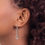 14k White Gold 1/5 carat Diamond Long Dangle Leverback Earrings - Image 3