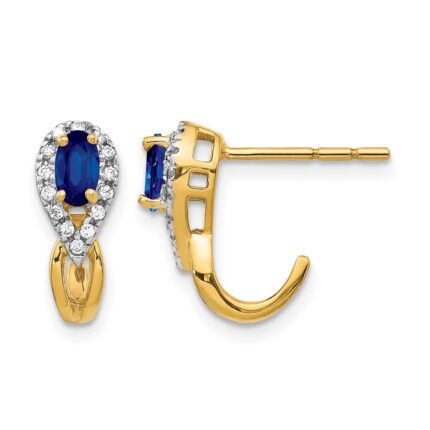 10k Yellow Gold Diamond and Sapphire Earrings