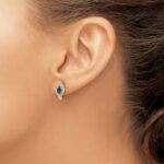 14k 5x2.5mm Marquise Sapphire and Diamond Post Earrings - Image 3