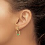 14k 1/3 carat Lab Grown Diamond VS/SI+ G+ and Created Emerald Complete Dangle Post Earrings - Image 3