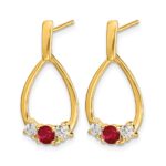 14k 1/4 carat Lab Grown Diamond VS/SI+ G+ and Created Ruby Complete Dangle Teardrop Post Earrings - Image 2