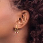 14k 1/4 carat Lab Grown Diamond VS/SI+ G+ and Created Ruby Complete Dangle Teardrop Post Earrings - Image 3