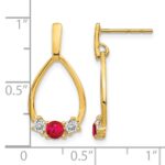 14k 1/4 carat Lab Grown Diamond VS/SI+ G+ and Created Ruby Complete Dangle Teardrop Post Earrings - Image 4