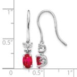 14k White Gold 6x4mm Oval Ruby and Diamond Shepherd Hook Earrings - Image 4