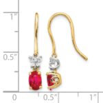 14k Two-Tone 6x4mm Oval Ruby and Diamond Shepherd Hook Earrings - Image 4