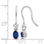 14k White Gold 6x4mm Oval Sapphire and Diamond Shepherd Hook Earrings - Image 4