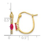 10k 1/20ct Diamond and Ruby Hinged Hoop Earrings - Image 4