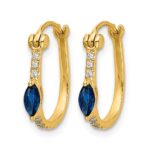 10k 1/20ct Diamond and Sapphire Hinged Hoop Earrings - Image 2