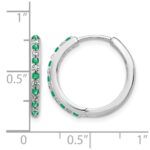 14k White Gold 1/5 carat Lab Grown Diamond VS/SI+ G+ and Created Emerald Complete Hinged Hoop Earrings - Image 4