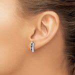 14k White Gold Princess Sapphire and Diamond Post Earrings - Image 3