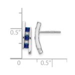 14k White Gold Princess Sapphire and Diamond Post Earrings - Image 4