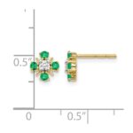 14k .01 carat Lab Grown Diamond VS/SI+ G+ and Created Emerald Complete Fashion Post Earrings - Image 4