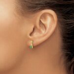 14k 4x3mm Pear Emerald and Diamond Dangle Post Earrings - Image 3
