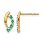 14k Emerald and Diamond Curved Post Earrings