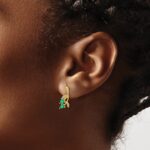 10k Diamond and Pear Emerald Floral Post Earrings - Image 3