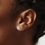 14k White Gold 3/4 carat Lab Grown Diamond VS/SI+ G+ Round Halo Post Earrings - Image 3