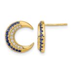 14k Polished Moon Sapphire and Diamond Post Earrings