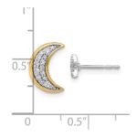 14k Two-tone Moon andStar Diamond Mis-match Post Earrings - Image 4