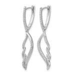 14k White Gold Diamond Wing Hinged Hoop Dangle Earrings - Image 2