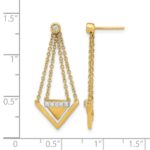 14k Satin/Polished 1/6 carat Diamond Triangle and Chain Dangle Post Earrings - Image 4