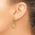 14k Satin/Polished 1/3 carat Diamond Oval with Chain Dangle Post Earrings - Image 3