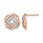 14k Rose Gold Polished 1/4 carat Diamond Love Knot Post Earrings