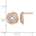 14k Rose Gold Polished 1/4 carat Diamond Love Knot Post Earrings - Image 4