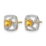 14k Polished Diamond and Citrine Square Post Earrings - Image 2