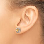 14k Polished Diamond and Citrine Square Post Earrings - Image 3